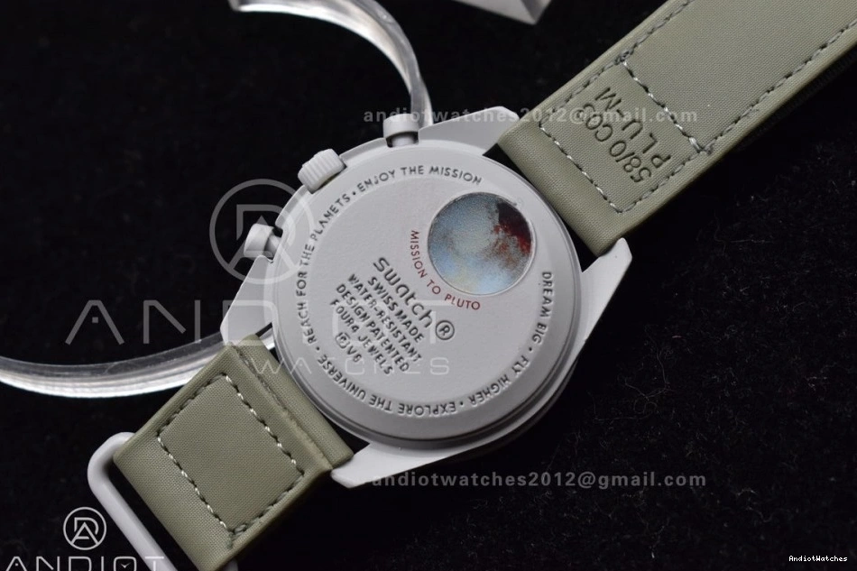 to Strap Omega Moonwatch Mission Pluto GoodFit Swatch Quartz Bioceramic 1182 on Nylon x 0316